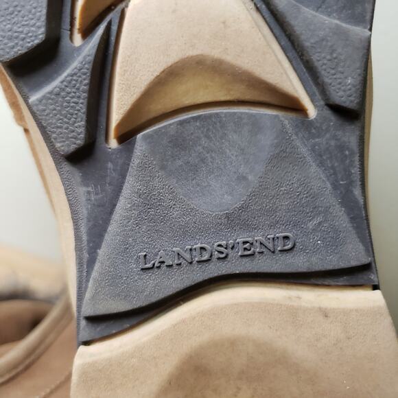 Land's End Women's 10 Lace Up Brown Suede Winter Boots Gray Fuzzy Accent Warm - Picture 6 of 7